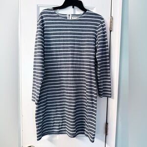 Sail to Sable Blue White Striped Dress Nautical Shift Dress Size M